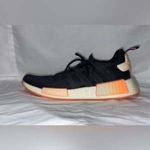 Adidas NMD, black with orange ombré accents, size 7.5